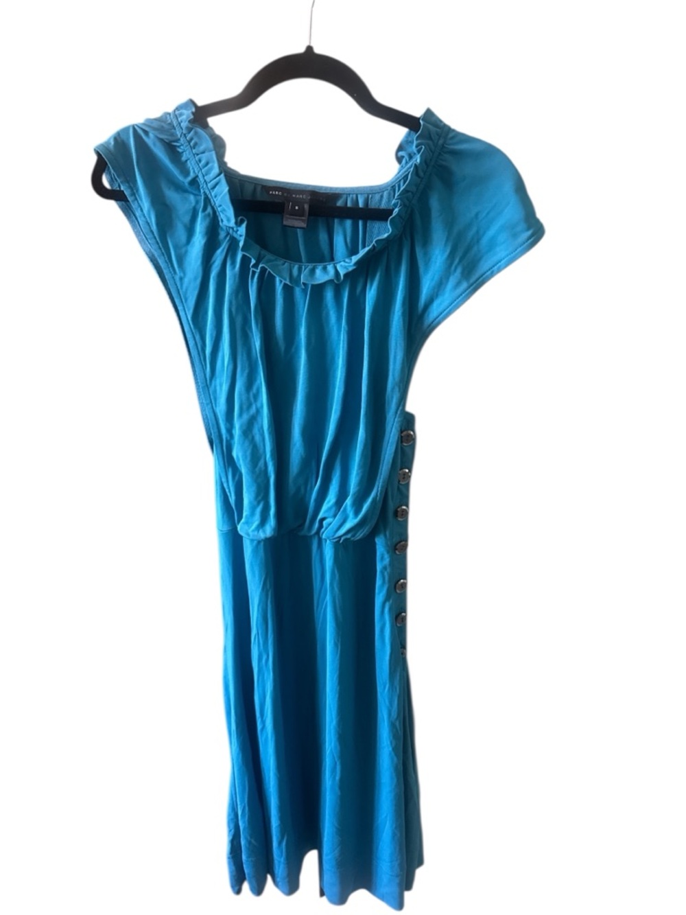 Marc by Marc Jacobs Bright Teal Blue Midi Dress with Side Buttons
